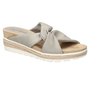 New EAST STREET Ja Wedge Heel Slide Knot Sandals Women's SIZE 6 Grey